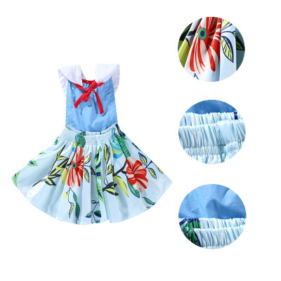 

Baby Girls Retro Embroidery Floral Halter Princess Party Dress Pleated dresses Outfits