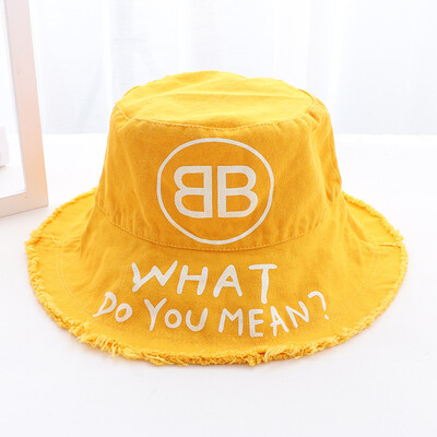 

2019 new Korean version of the tide lady summer denim letter suing hair-brimmed basin hat fisherman hat sunshade hat sun-proof hat