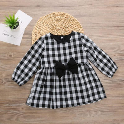 

Toddler Kids Baby Girls Autumn Winter Plaid Dress Princess Party Dresses 1-6Y