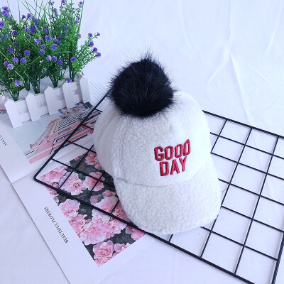 

Childrens hat autumn&winter baseball cap solid color wool ball girls cap cap babys cold hat Chinese childrens Korean Trend