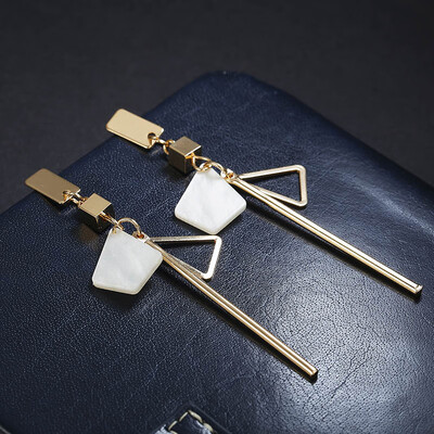 

2018 New Long Earrings For Women Triangle Round Design Geometric Ear Jewelry Punk Style Statement Earrings