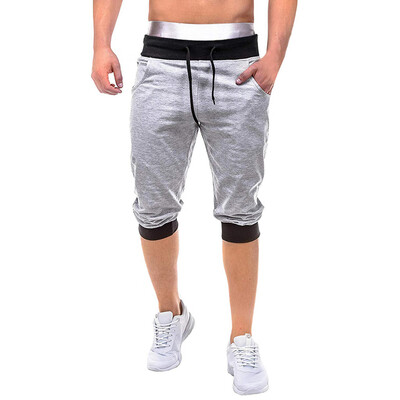 

Gobestart Men Summer Casual Elastic Joggings Sport Solid Baggy Pockets Short Pant