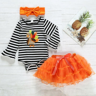 

3PCS Newborn Baby Girls Thanksgiving Clothes Romper Tutu Fancy Dress Outfits Set