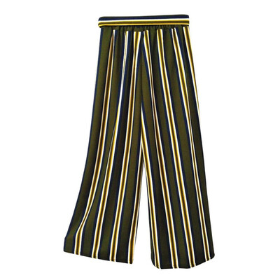 

Fashion Trousers Women Loose Stripe Pants High Waist Broad Leg Pants Ankle-Length Casual Pants Pantalon femme H8