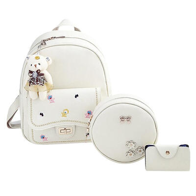 

3pcsSet Women Fashion Embroidered Backpack Crossbody Bag Clutch Key Bag