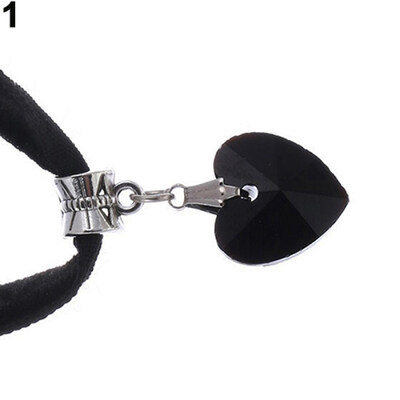 

Retro Gothic Handmade Shiny Love Heart Rhinestone Pendant Choker Short Necklace