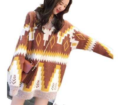 

Thickened long&loose mohair sweater pullovers 2018 autumn&winter wear new Korean version of knitted leggings