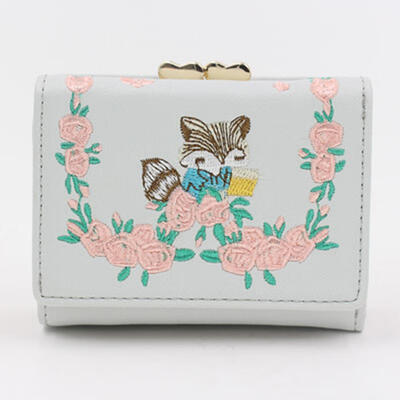 

Short Wallet Female Korean Version Simple Cartoon Embroider Student Small Wallet Mini New Wallets Lady Wallet