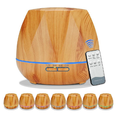 

500ML Humidifier Essential Oil Diffuser Household Air Humidifier Aroma Diffuser Aromatherapy Wood Grain 7 Colors-changing Remote C