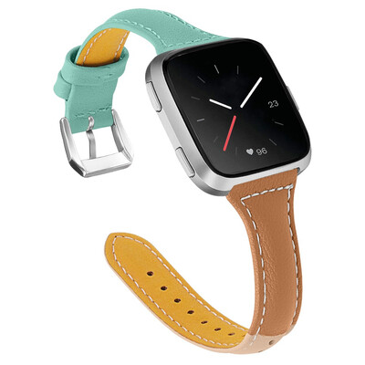 

ECSEM Leather Band for Fitbit Versa Smartwatch Three-Color Slim Genuine Leather Strap Accessories for Fitbit Versa Women Men