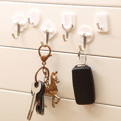 

Siaonvr 6PCS Strong Adhesive Hook Wall Door Sticky Hanger Holder Kitchen Bathroom White