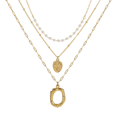 

2019 New Face Coin Beads Alphabet Initial LetterPendant Necklace Female Gold Color Chain Choker Collar Necklaces for Women