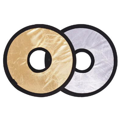 

Andoer 30cm 2in1 Round Hollow Collapasible Multi-Disc Portable Circular Light Lens-Mount Reflector Silver Golden