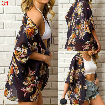 

Women Chiffon Beach Bathing Suit Cardigan Bikini Swimwear Cover Up Kimono Dress