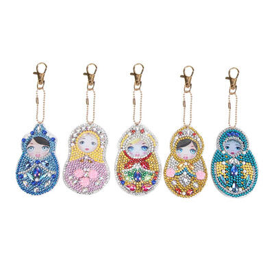 

5pcsset DIY Doll Full Drill Special Shaped Diamond Painting Keychain