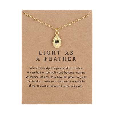 

New Arrived Leaves Light As A Feather Personality 26 English Letters Alphabet Necklace Alloy Pendant