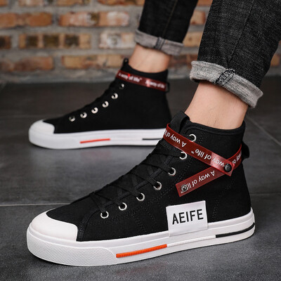 

Autumn new ins canvas shoes male Korean version of 100 high-heeled cloth shoes summer Gao Bang leisure board shoes tide shoes