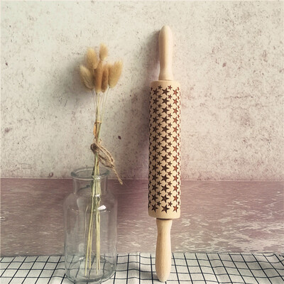

Toponeto 2018 New Christmas Rolling Pin Engraved Rolling Pin Embossed Rolling Pin