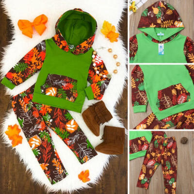 

Baby Girls Toddler Clothes Autumn Winter Hooded TopsPants 2PCS Set Outfits US