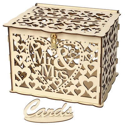 

Creative DIY Wooden Hollow Gift Cards Box Container Wedding Party Decor