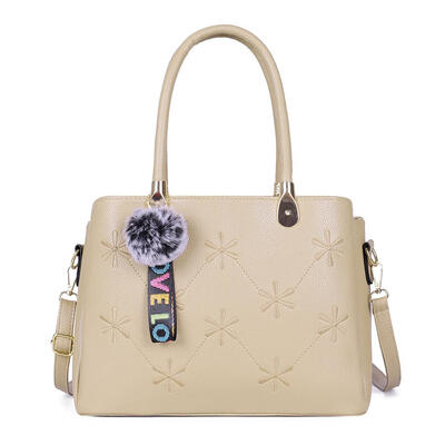 

Pompom Shoulder Handbags PU Leather Women Snowflake Print Crossbody Bags