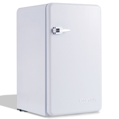 

32 Cu Ft Retro Compact Refrigerator w Freezer Interior Shelves Handle-White