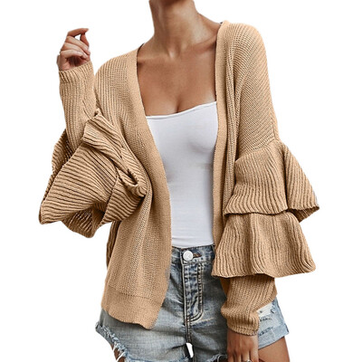 

Toponeto Women Sexy Long Sleeve Multi-layer Sleeve Cardigan Sweaters Tops