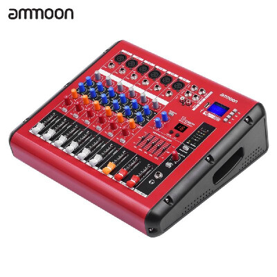 

ammoon PMR606 6-Channel Digital Audio Mixer Mixing Console with Power Amplifier Function 48V Phantom Power USB Interface for Recor