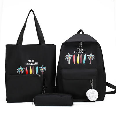 

4pcsset Women Canvas Printing Backpacks Shoulder Handbags Clutch Pen Bags