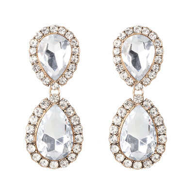 

Luxury Water Drop Crystal za Dangle Earrings For Women Statement Earrings Big Pendant Earrings Bridal Jewelry 2019