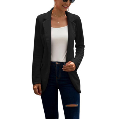 

Ladies Slim Fit Outwear Business Lapel Blazer Laides Solid Color Cropped Suit