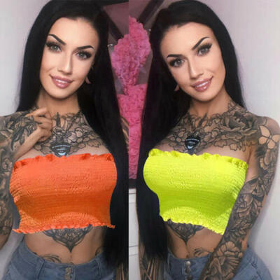 

Strapless Women Off Shoulder Elastic Tube Tops Bra Blouse Bandeau Crop Top Shirt