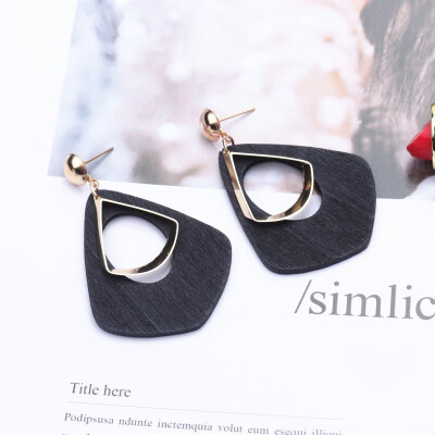 

EK115 Korean Style Fashion Wood Drop Earrings for Women Brincos Dangle Earring Retro Geometric Jewelry Statement Party Gifts