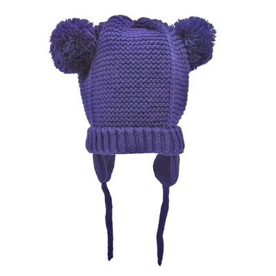 

Fashion Children Girls Solid Color Warm Hat Hair Ball Knitted Beanie Cap
