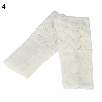 

Fashion Winter Fingerless Gloves Solid Color Women Knitted Hollow Heart Mittens