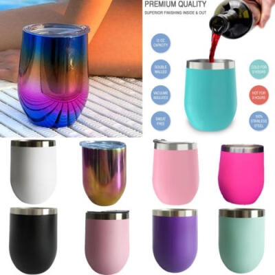 

Xmas Gift Egg Cocktail Tumbler Wine Beer Cup Stainless Steel Metal Goblet Mug With Lid