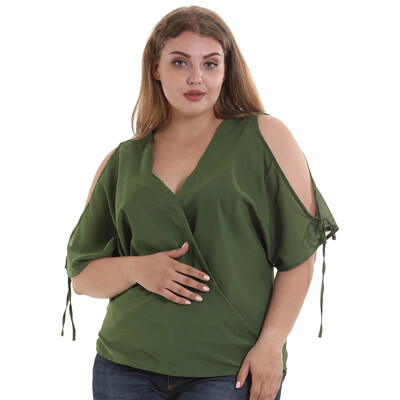 

Nomeni Womens Short Sleeve Off Shoulder Strap Bow Large Size Chiffon Blouse T-Shirt