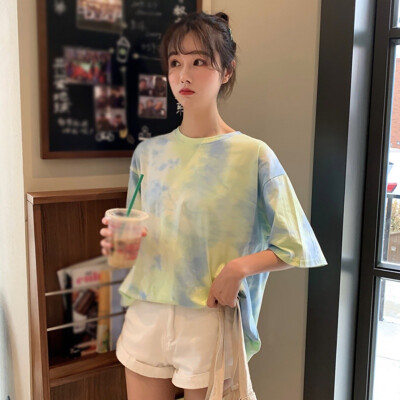 

Womens Casual Fashion Round Neck Printed Short Sleeve Pullover Loose Hip Hop T-Shirt