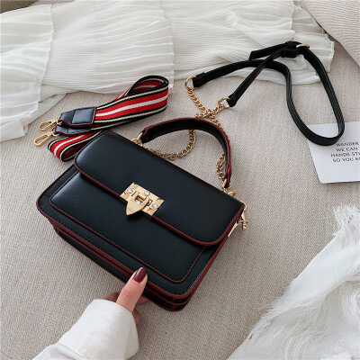 

2019 color contrast bag new simple retro small square bag foreign style shoulder fashion chic casual messenger bag