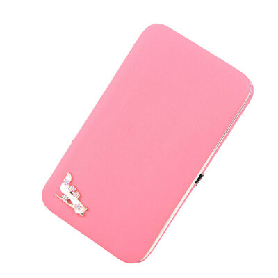 

Chic Women High Heel Flower Rhinestone Faux Leather Wristlet Clutch Wallet Purse