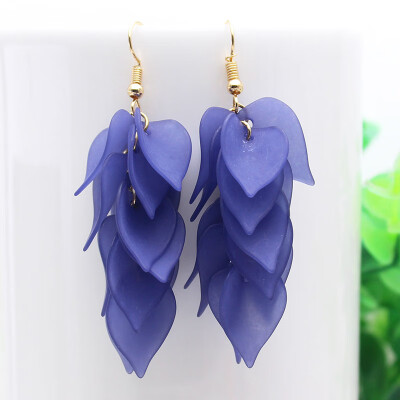 

2019 summer style new fashion brand acrylic leaves long drop earrings candy color gift earrings