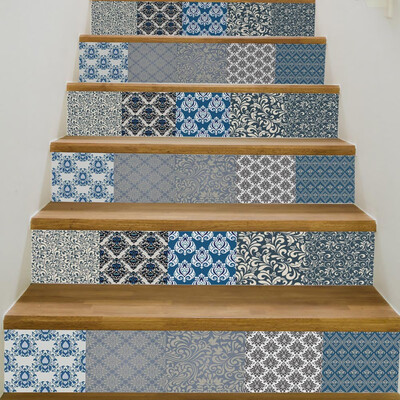 

〖Follure〗Mediterranean Style DIY Removable Stair Sticker Home Decor Ceramic Tiles Pattern