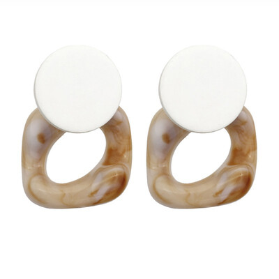 

Geometric Stud Earrings Ear Clip Wood Ear Drop Earrings