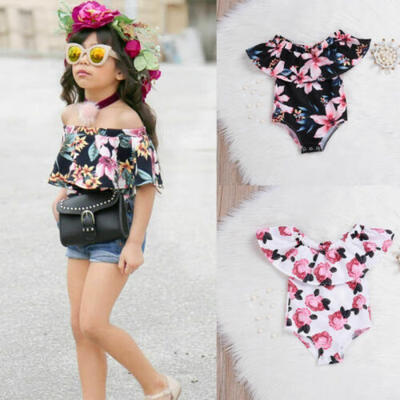

Summer Toddler Kid Baby Girl Floral Off Shoulder Romper Bodysuit Clothes Outfits