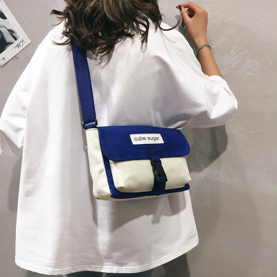 

Ancient sense bag female 2019 new Korean version of the wild wide shoulder strap Messenger bag Harajuku style student canvas shoulder bag