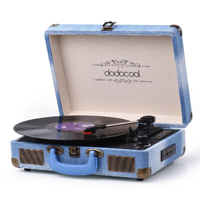

dodocool 3 Speed Wireless Stereo Record Player with Built in Speaker SD Card Slot USB Input 35mm Aux In RCA Line out Headphone Ja