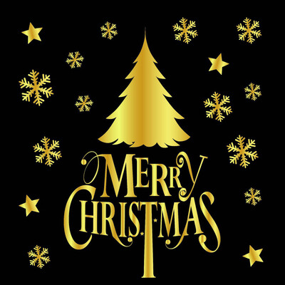 

〖Follure〗2019 Merry Christmas Gold Household Wall Sticker Mural Decor Decal Removable