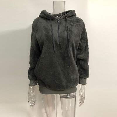

Womens Hooded Long Sleeve Jacket Loose Sweater Plus Size Sweatshirt Solid Casual