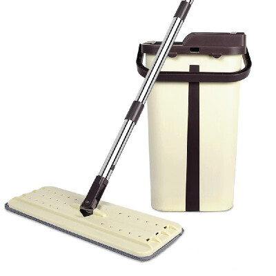 

Flat Squeeze Mop&Bucket Hand Free Wringing Floor Cleaning Mop Microfiber Mop Pads Wet or Dry Use