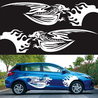 

1Pair Car Sticker Dragon Decal Side Door Stripes Sticker Racing Decals